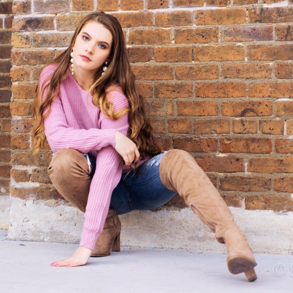 Tan Suede Over the Knee Thigh High Heel Boots - Picture 2 of 7